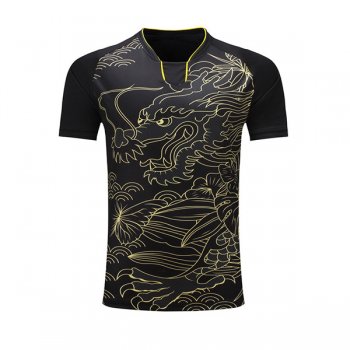 China Dragon Stlyle Table Tennis Training Uniforms Shirt Black