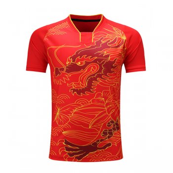 China Dragon Stlyle Table Tennis Training Uniforms Shirt Red